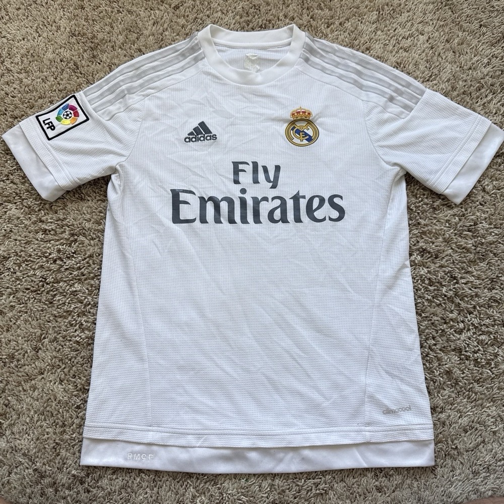 Real Madrid 2015-16 Home White Jersey (Adidas) Youth XL Fits Men's Small